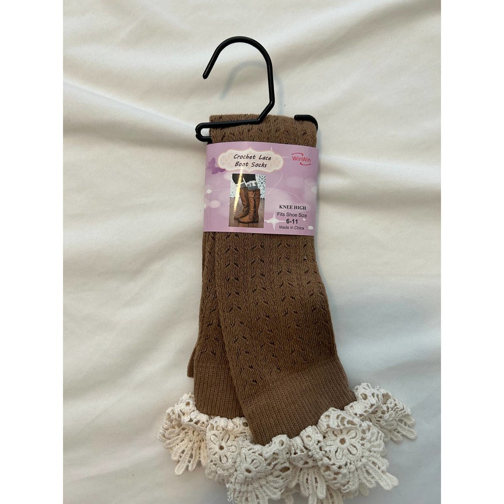 NEW Lot of 5 Crochet Lace Knee High Boot Socks fits Women's Shoe Size 6-11 Color - Picture 6 of 12